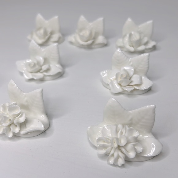Vintage Coalport 💐 Bone China Floral Name Card Holders Mismatched Set of 8 - Picture 5 of 16